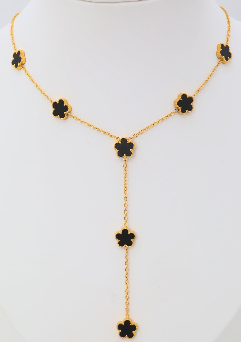 Collier Y Trèfles Nacrés – Acier inoxydable doré