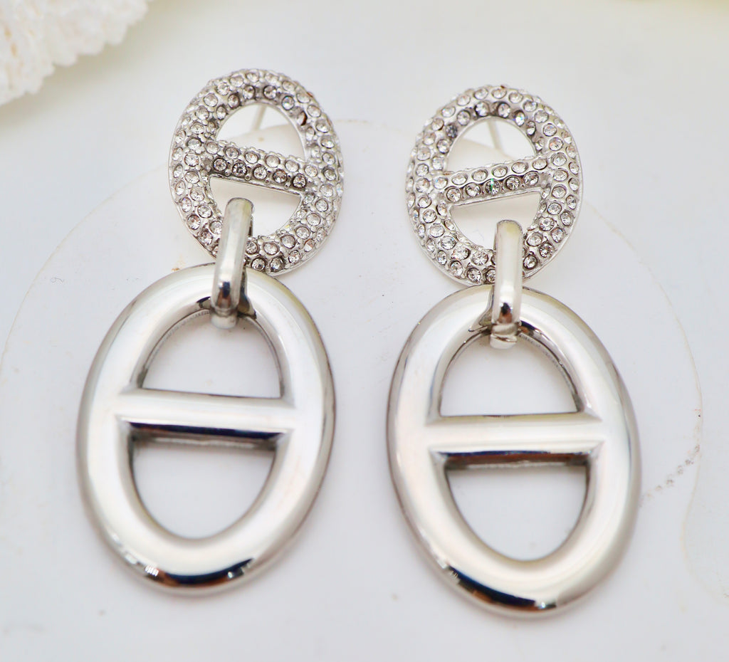 Boucles d’oreilles ovales ajourées – Acier inoxydable