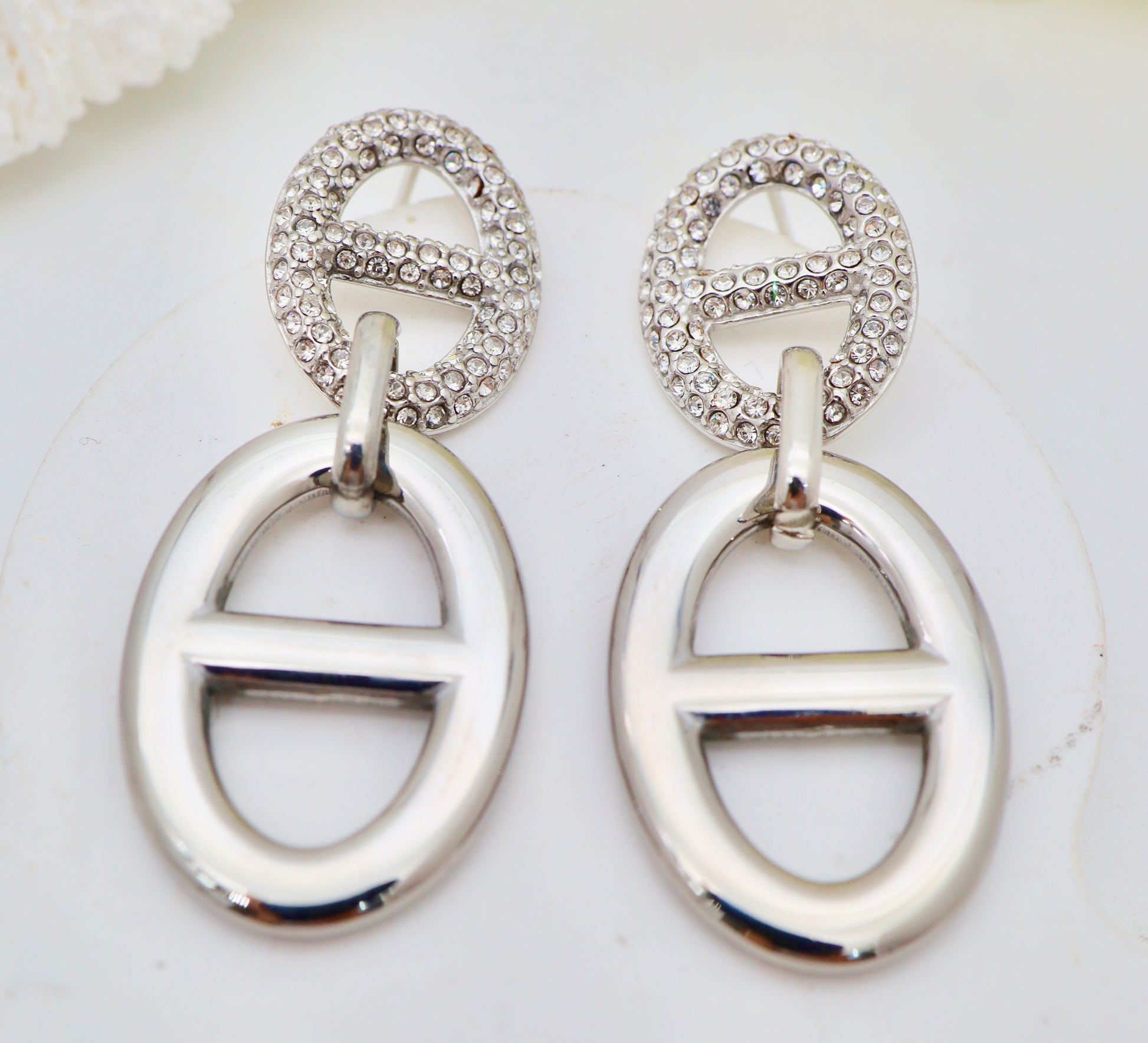 Boucles d’oreilles ovales ajourées – Acier inoxydable