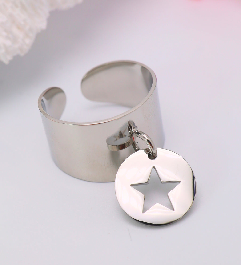 Bague Manchette Étoile – Acier Inoxydable