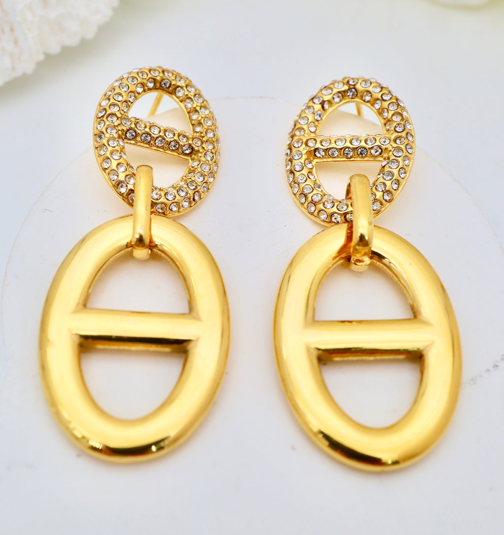 Boucles d’oreilles ovales ajourées – Acier inoxydable