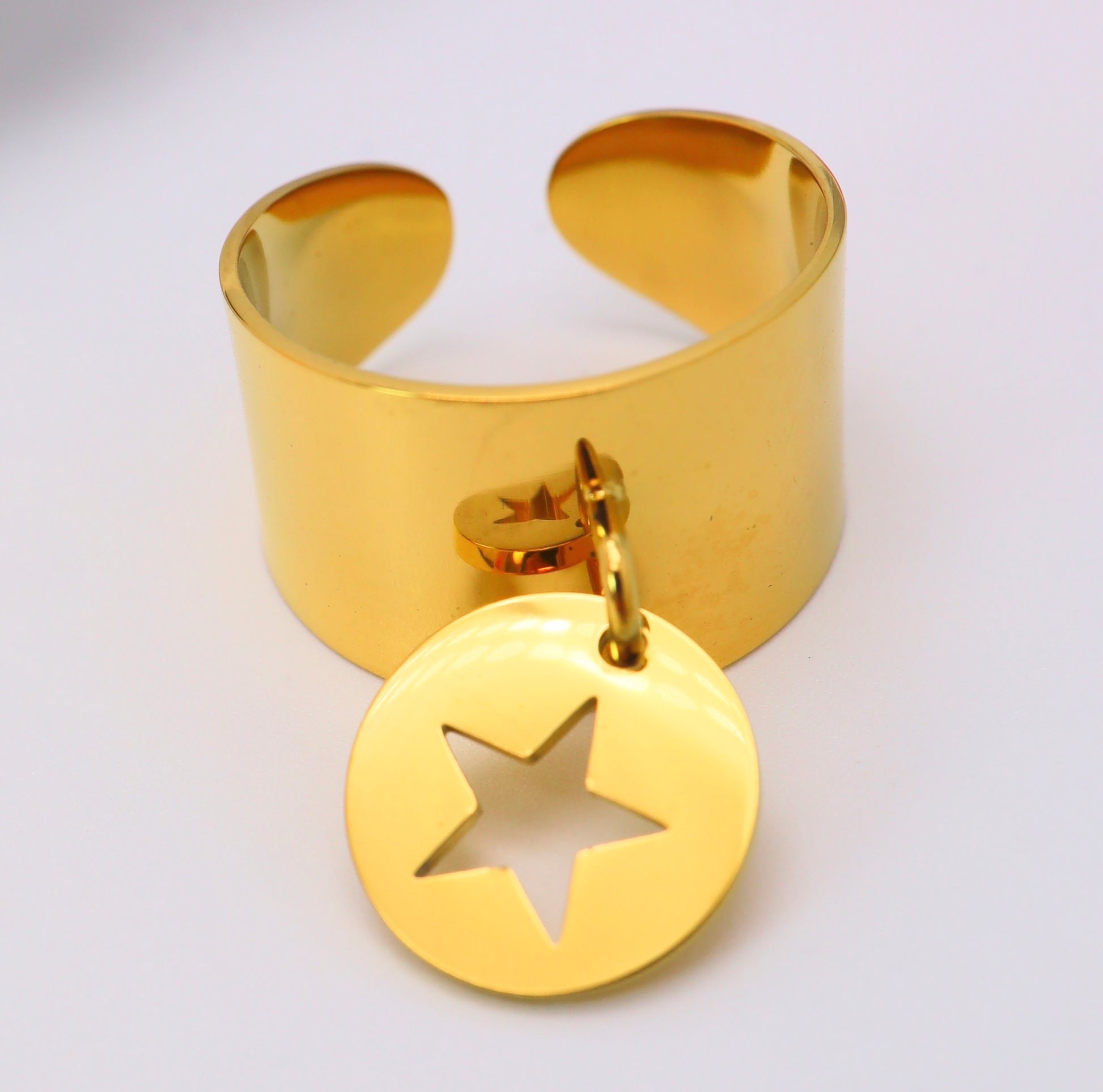 Bague Manchette Étoile – Acier Inoxydable