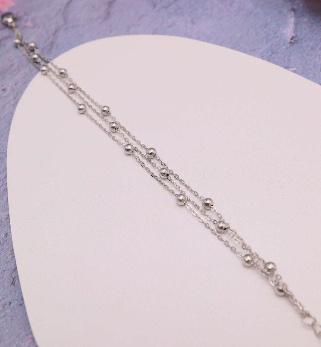 Bracelet triple rang à perles – Acier inoxydable