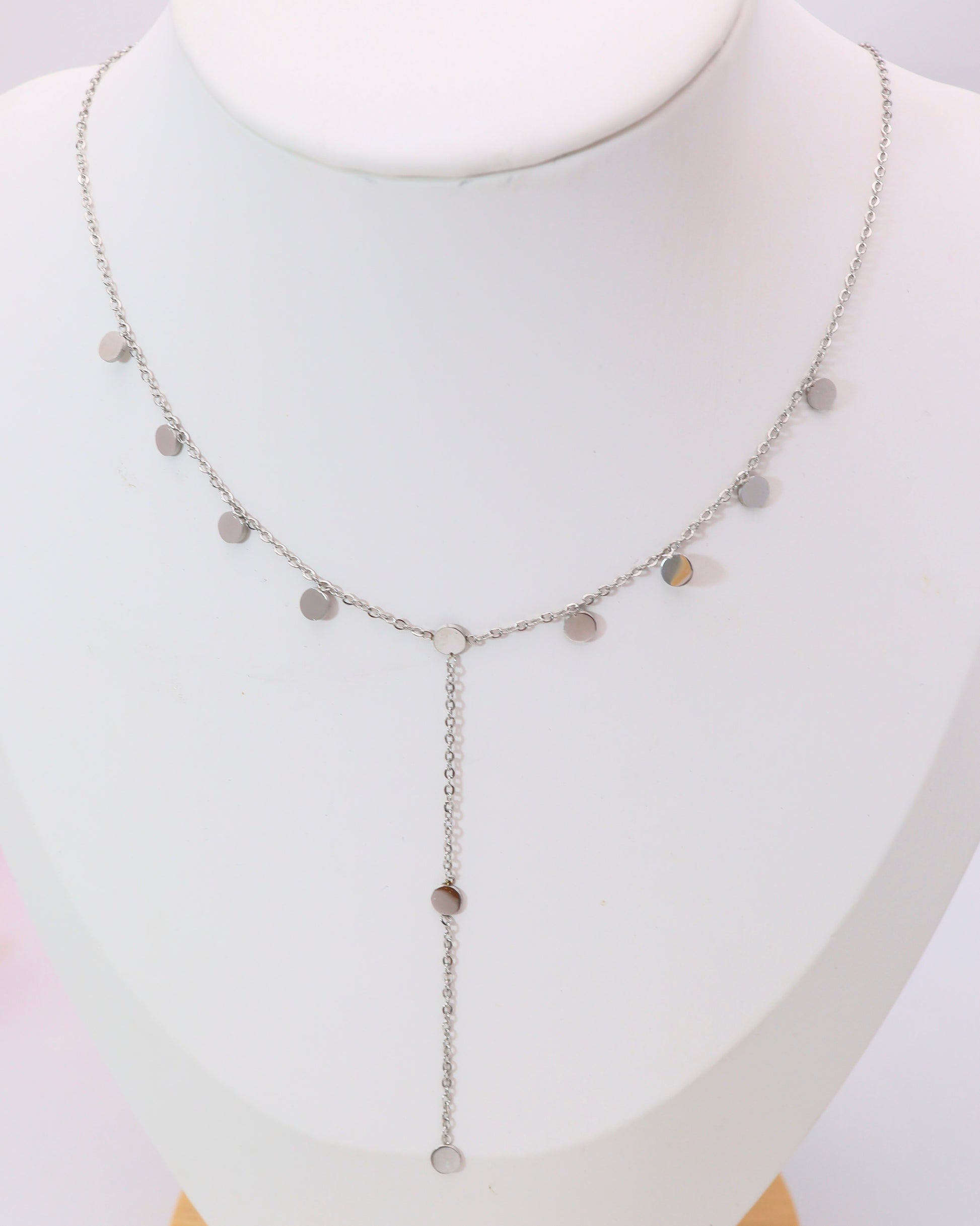 Collier Y Pastilles plus courte– Acier inoxydable doré ou argenté