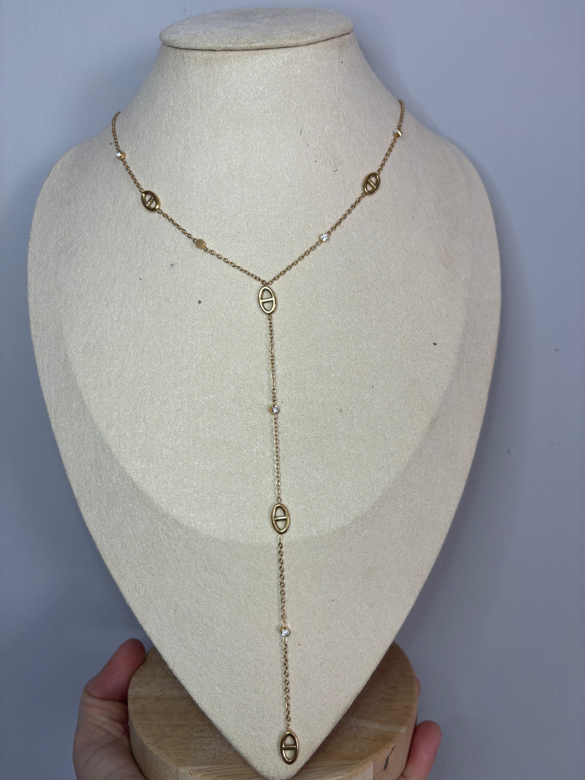 Collier Y avec strass