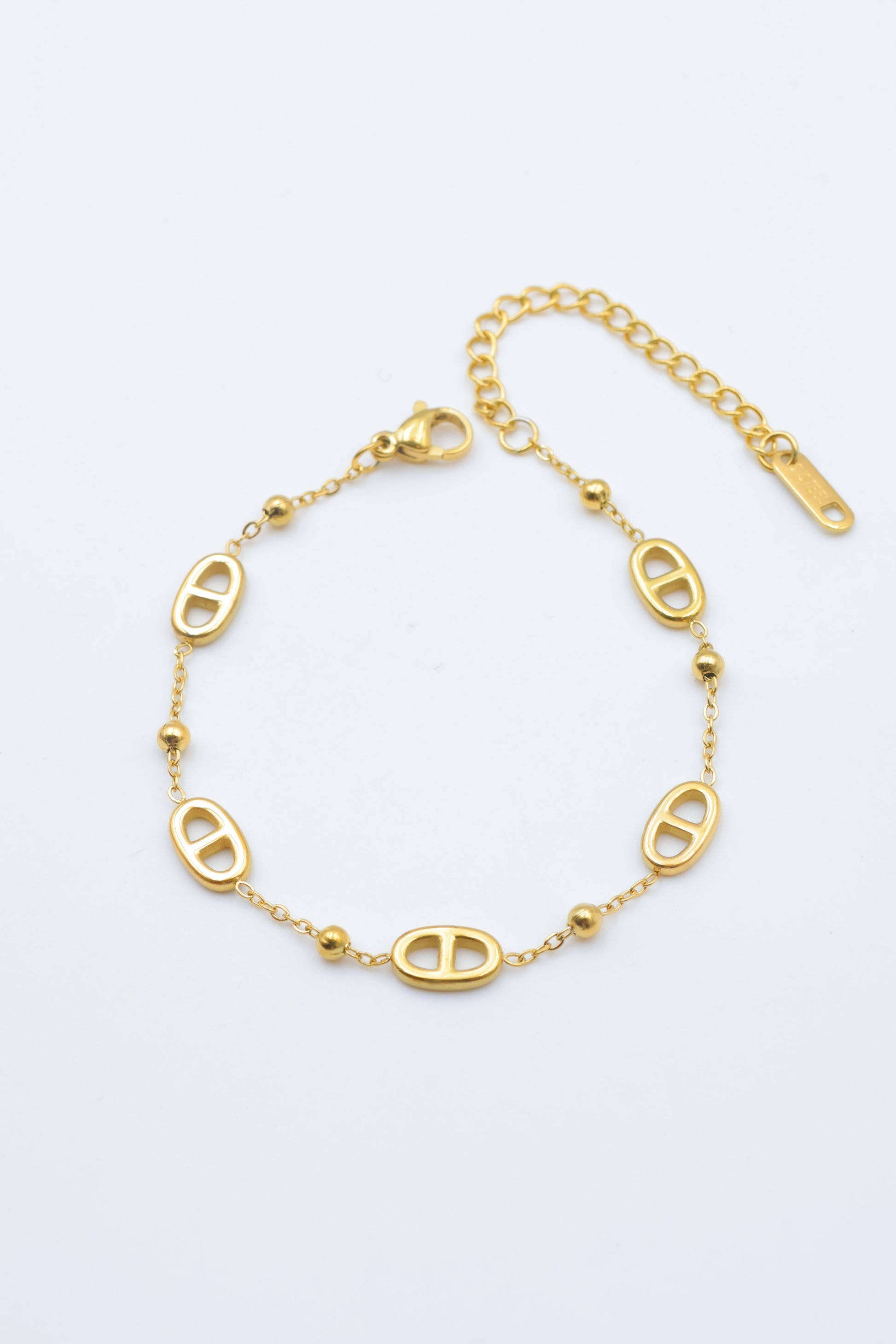 Bracelet ovale & billes – Acier inoxydable